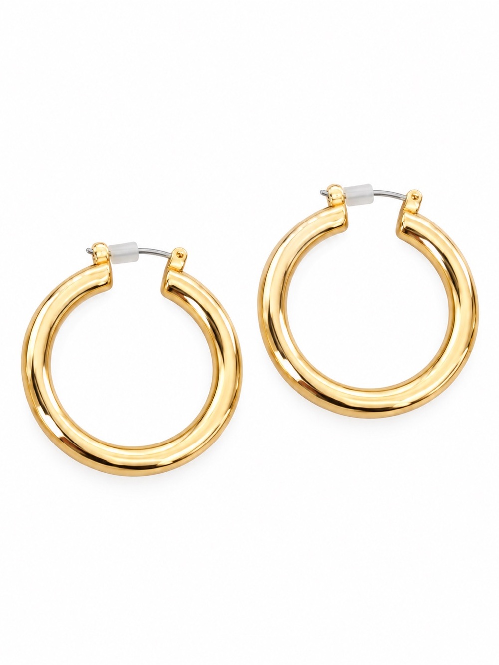 House of Harlow 1960 Shiny Gold Tubular Hoop Earrings
